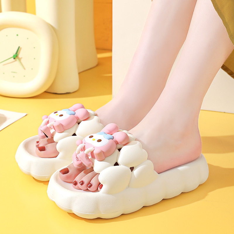 Cartoon slippers women's summer thick bottom indoor net red ins girl heart student slippers bathroom non-slip soft bottom