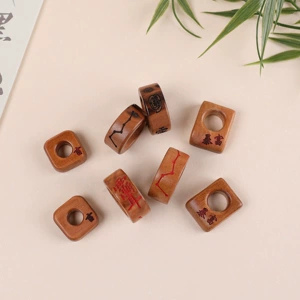 Natural lightning-striken jujube wood seven-star running ring DIY wood carving small accessory, bracelet spacer bead, decorative accessory