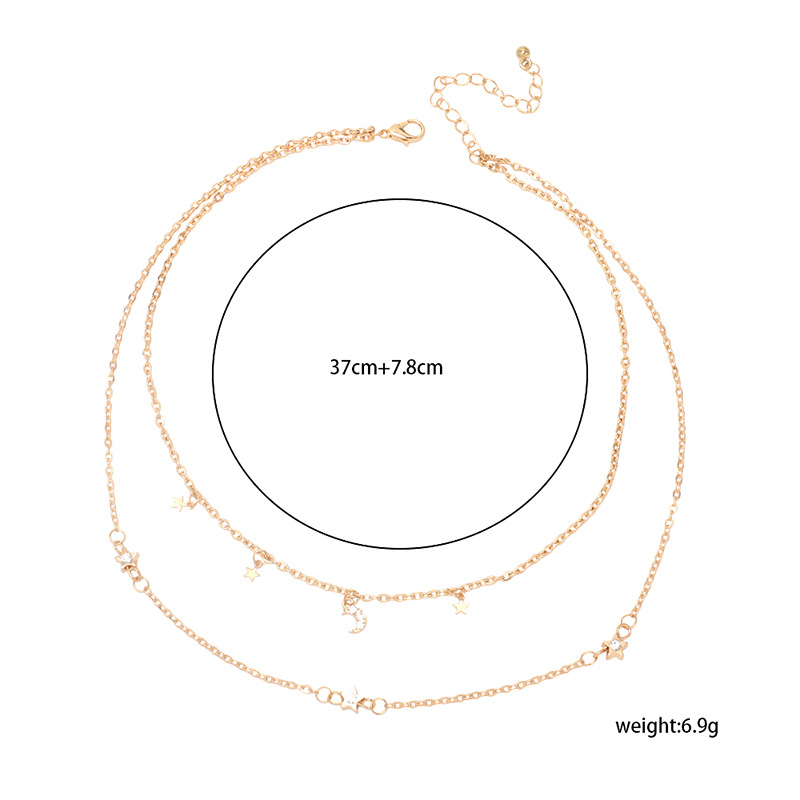 7g Weight Necklace Classification Wedding, Travel Occasion Women'S Gender Gold Color Fashion Solid Color Multilayer Star Moon Necklace Wholesale Nihaojewelry 无