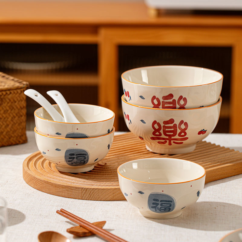 Tableware Set Rice Bowl Household Good-Looking New High-Value 2025 Bowls and Plates Housewarming Ceramic Soup Noodle Bowl Dishes Dinner Plate