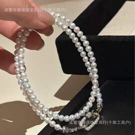 4-5mm天然淡水AK珍珠项链搭配方形万能扣设计感随意换链可盐可甜
