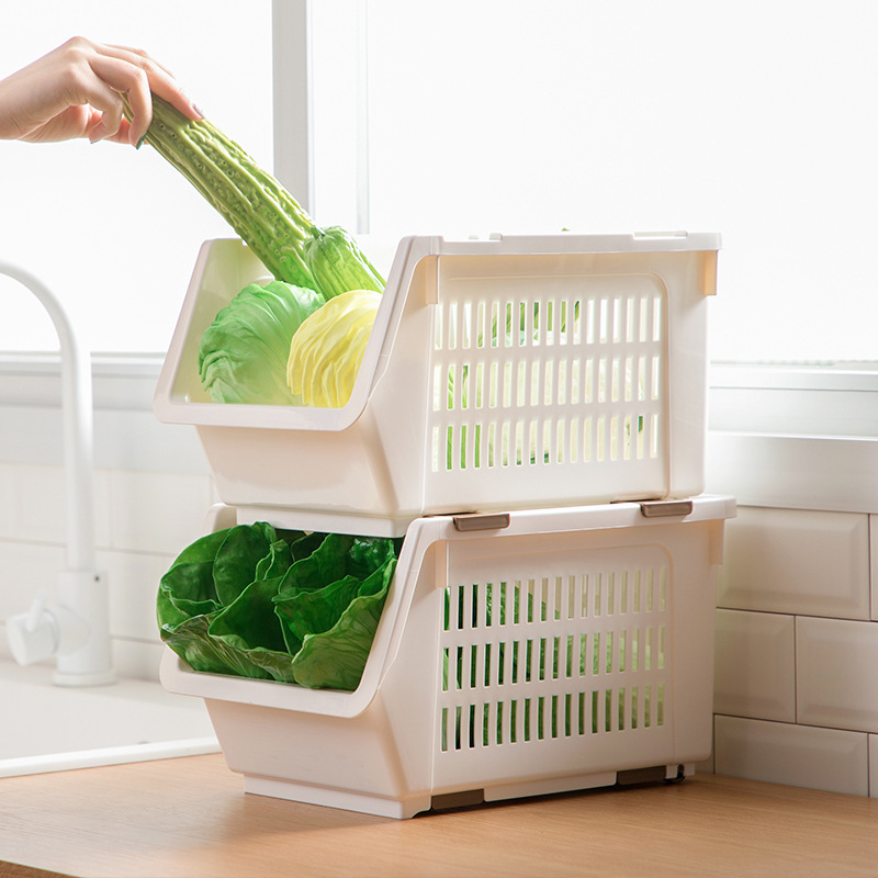 Camellia Kitchen Storage Rack Vegetable Rack with Wheels Layered Rack Fruit Inclined Stacked Storage Basket 2894