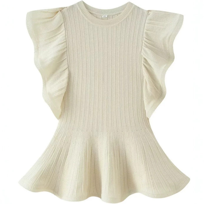 111- New women's clothing in European and American style, cross-border AliExpress sleeveless round-neck knitted top with wave trim for women 111- New women's clothing in European and American style, cross-border AliExpress sleeveless round-neck knitted top with wave trim for women