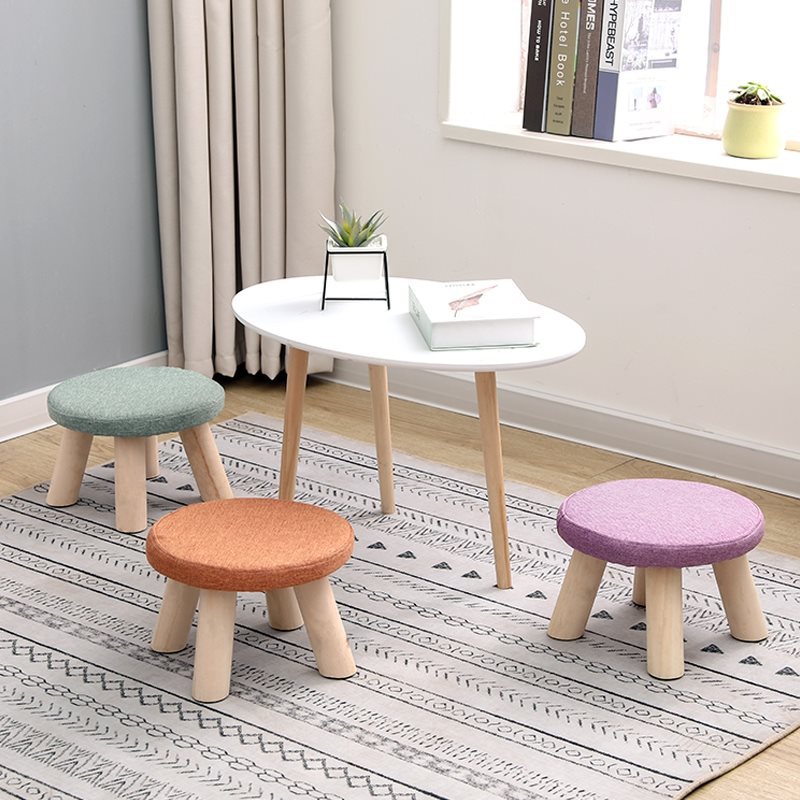 Creative cartoon tea several stools wooden children home living room fabric bench mushroom bench stool round stool gift