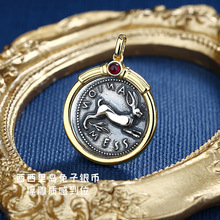 西西里岛兔子古币S925纯银项链女百搭高级感不掉色钱币吊坠项饰品