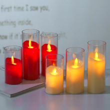 红色塑料led电子蜡烛灯仿真摇摆亚克力蜡烛创意婚庆生日氛围道具