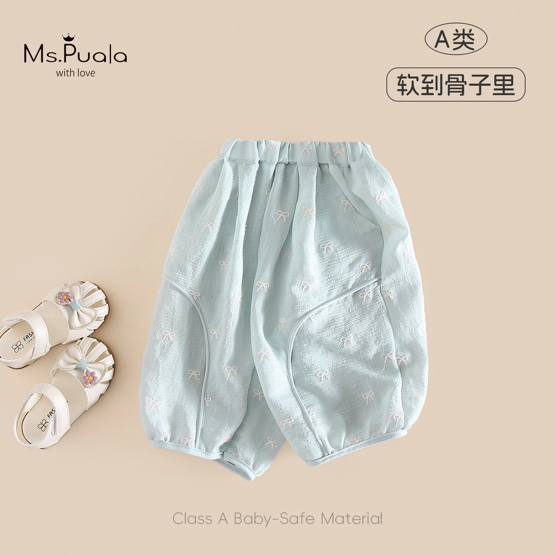 New Style Baby Girl Pants Breathable Cool Summer Infant Toddler Girl Bow Cropped Pants