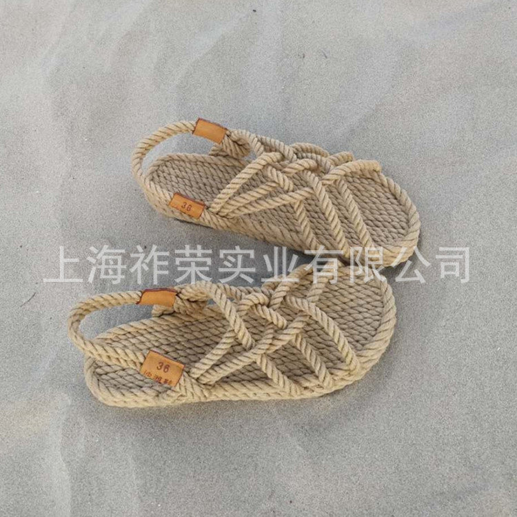 Xiangxi puro tejido de paja mano cuerda de cáñamo hombre verano relajado retro ejército rojo rendimiento nacional de cáñamo sandals