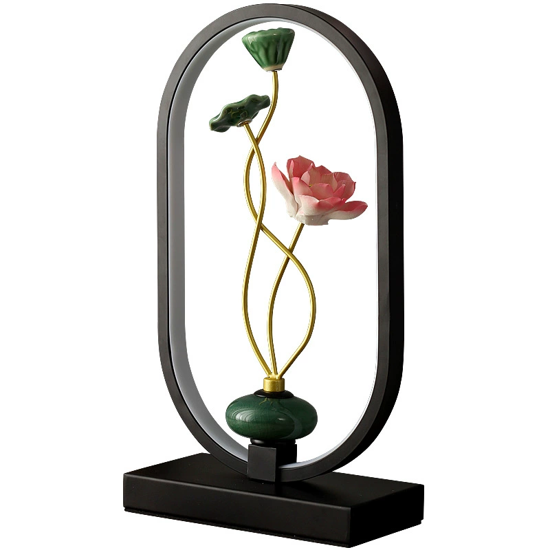 Table lamp Chinese style creative lantern, remote control bedside decorative lamp