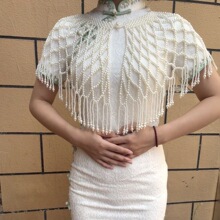 新款重手工钉珠小披肩百搭超仙法式复古镂空短外套搭配旗袍连衣裙