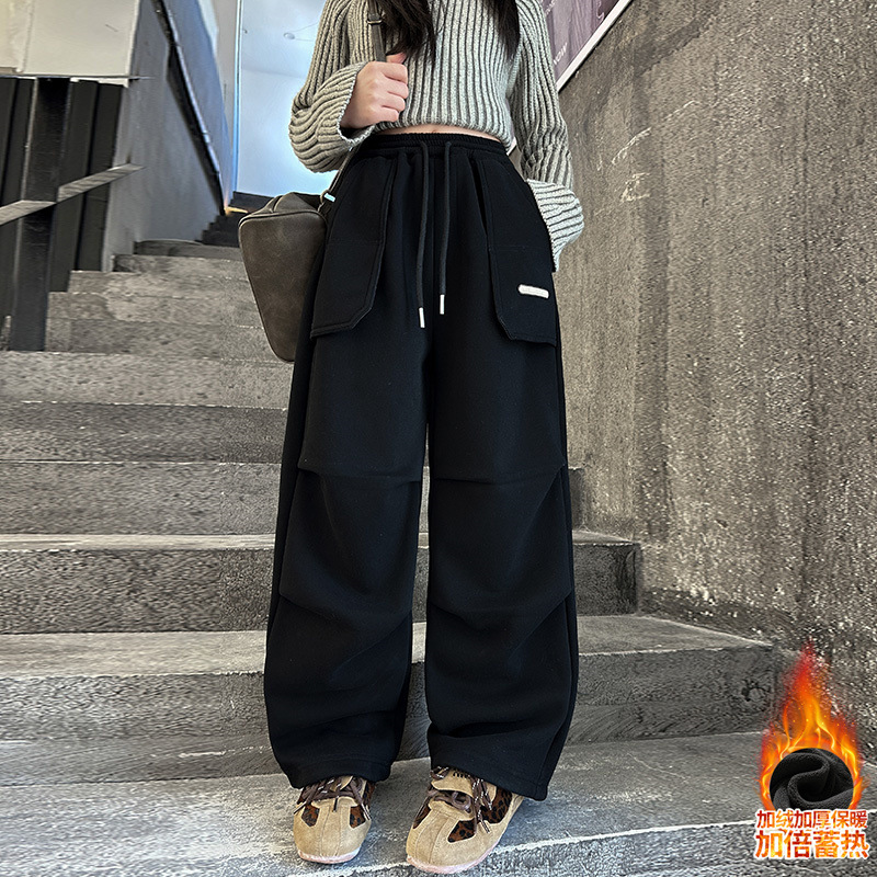 겨울 중다 소녀 기모 커버 바지 새로운 아동복 어린이 소녀 마체테 바지 캐주얼 웨스턴 스타일 트렌디 헤어