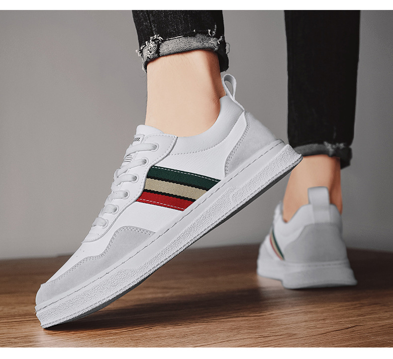 Herbst koreanische Mode lässige Turnschuhe neue Herren All-Match-Leder weichen Boden weiße Schuhe trendige Schuhe_voghion.com