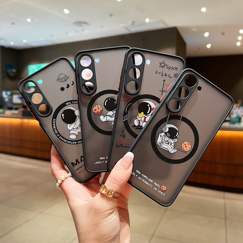 Cross-Border Applicable Samsung S25Ultra Skin-Feel Astronaut Phone Case S26 Magnetic Graffiti A55 Cartoon Protective Cover