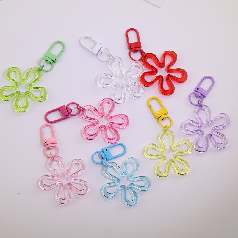 Korean-Style Transparent Large Wave Five-Petal Flower Keychain DIY Handmade Bead Doll Pendant Materials Small Accessories Korean-Style Transparent Large Wave Five-Petal Flower Keychain DIY Handmade Bead Doll Pendant Materials Small Accessories