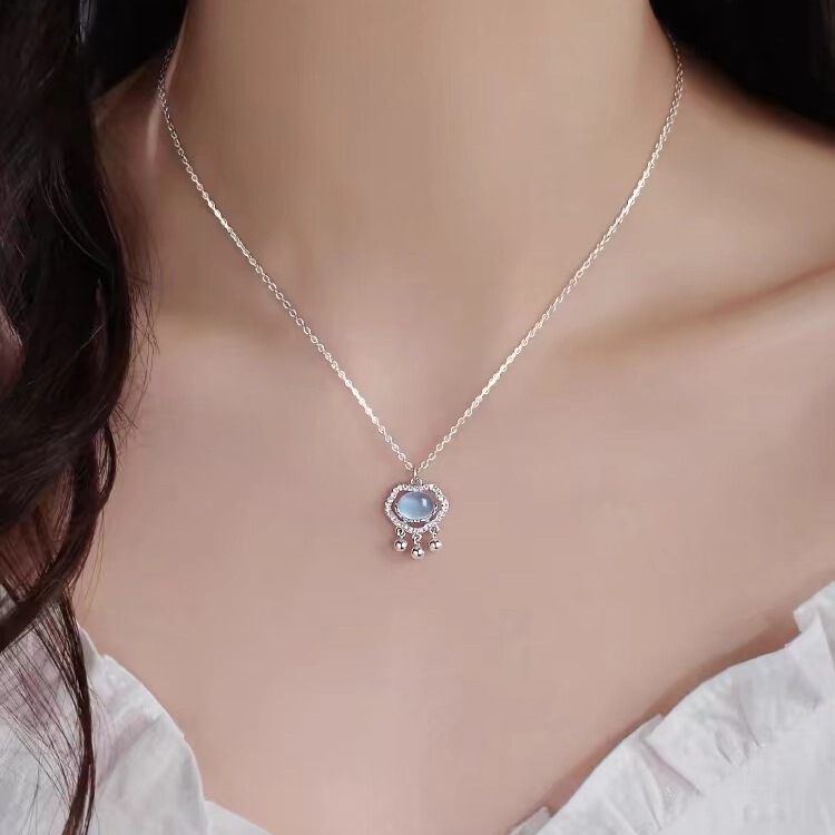 925 Silver Plated Safe Lock Necklace Light Luxury Women's New Arrival 2024 Explosive Necklace High-grade Clavicle Chain
