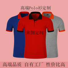 夏季新款精梳棉翻领拼色Polo衫定制工作服旅游团体班服印logo刺绣