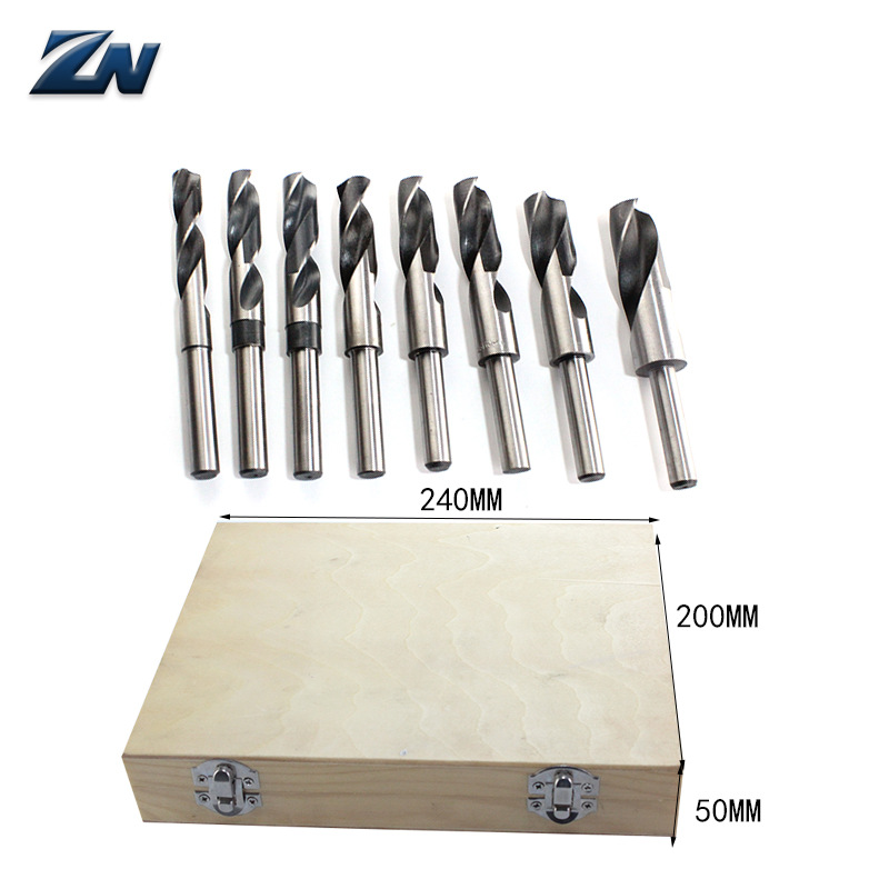 8-pieza taladro de giro blanco y negro con mango igual taladro blanco 1/2 mango pequeño taladro 14mm-25mm triángulo mango taladro caja de madera