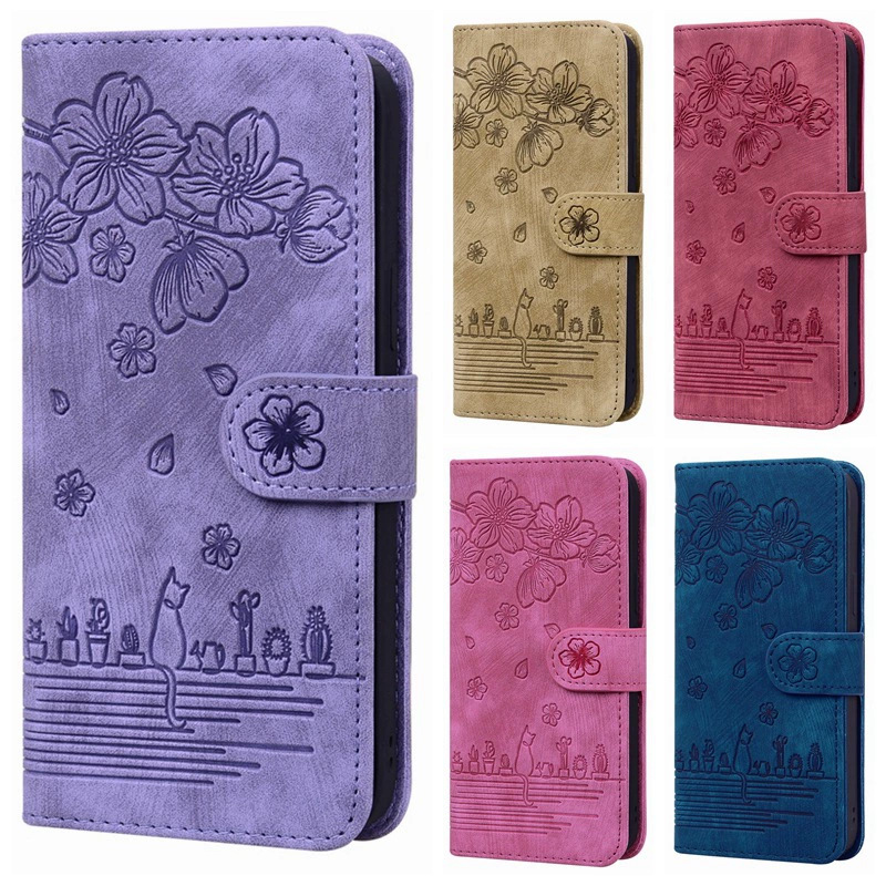 For Samsung Z Fold6 Cherry Blossom Embossed Phone Leather Case Z Fold5 Flip Wallet Card Magnetic Protection Case For Samsung Z Fold6 Cherry Blossom Embossed Phone Leather Case Z Fold5 Flip Wallet Card Magnetic Protection Case