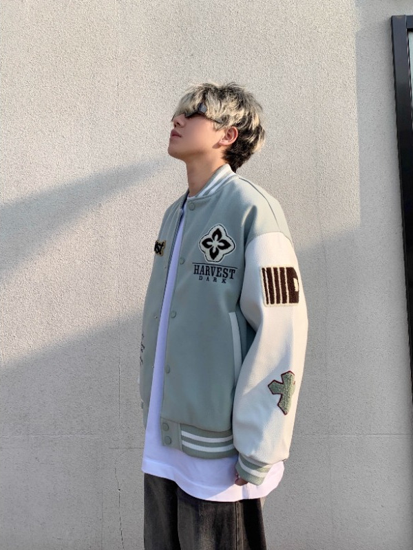 美式复古字母刺绣棒球服外套男女春秋季新款宽松休闲百搭夹克上衣|undefined