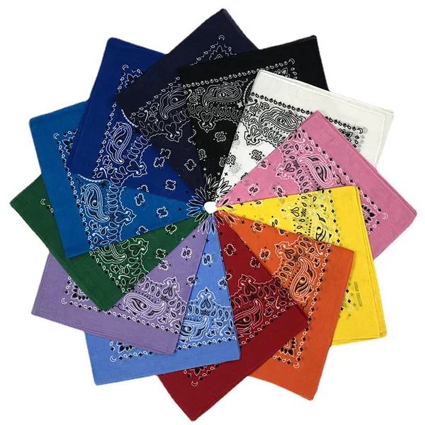 [Wholesale Headscarf] Cashew Flower Pattern Neck Scarf, All-Cotton Large Handkerchief, Warm Square Scarf, Headband, Cycling Mask, Breathable and Sweat-Absorbent