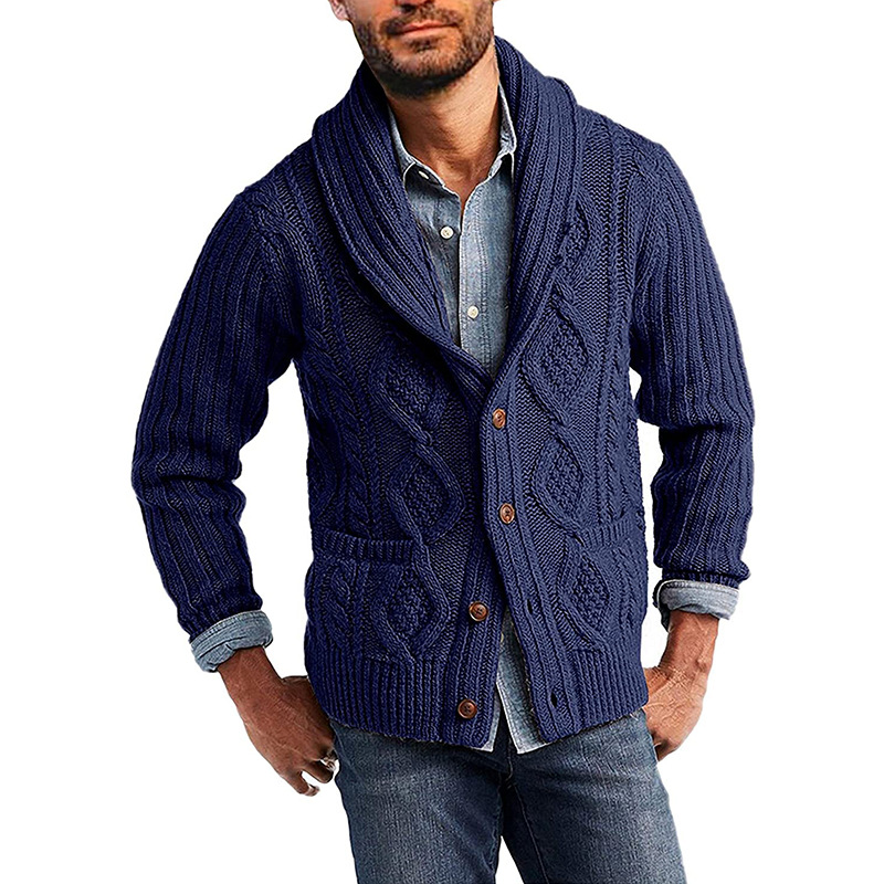 Herrenbekleidung 2024 Zopfmusterpullover Herren Herbst und Winter Einfarbig Langarm Strickjacke Große Größe Europäischer und Amerikanischer Pullover Herren_voghion.com