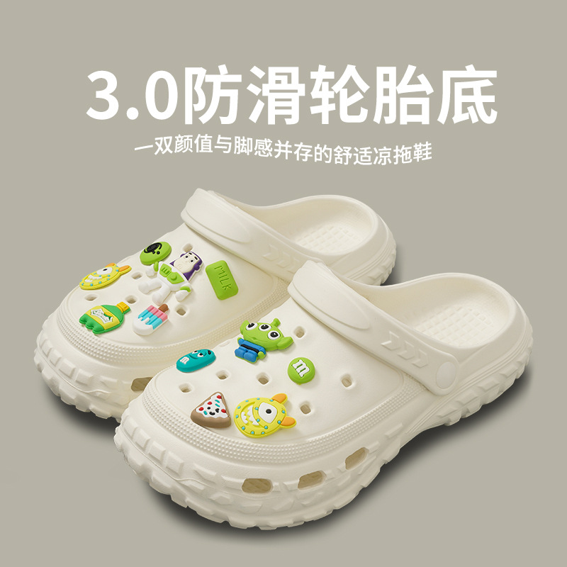 Sandalias de hombre casual de moda de gran tamaño transfronterizo, zapatos de estilo de pareja con agujeros, zapatos de playa de color sólido, sandalias Baotou