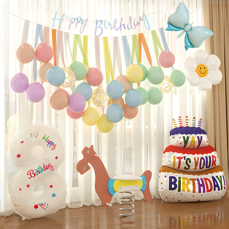 escenario de cumpleaños diseño de globo colorido niña niño bebé aniversario de fiesta decoración de globo fondo pared