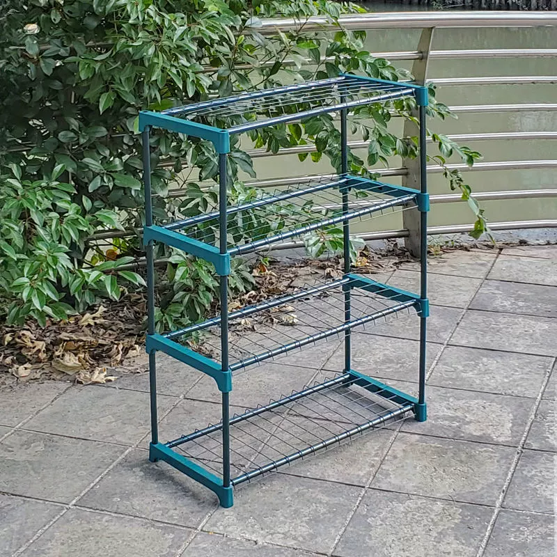 Популярная четырехъярусная подставка для цветов из кованого железа от Amazon, многоярусная стойка для садоводства на открытом воздухе, подставка для растений в горшках, подставка для рассады зеленого редиса и суккулентов, стеллаж для хранения.