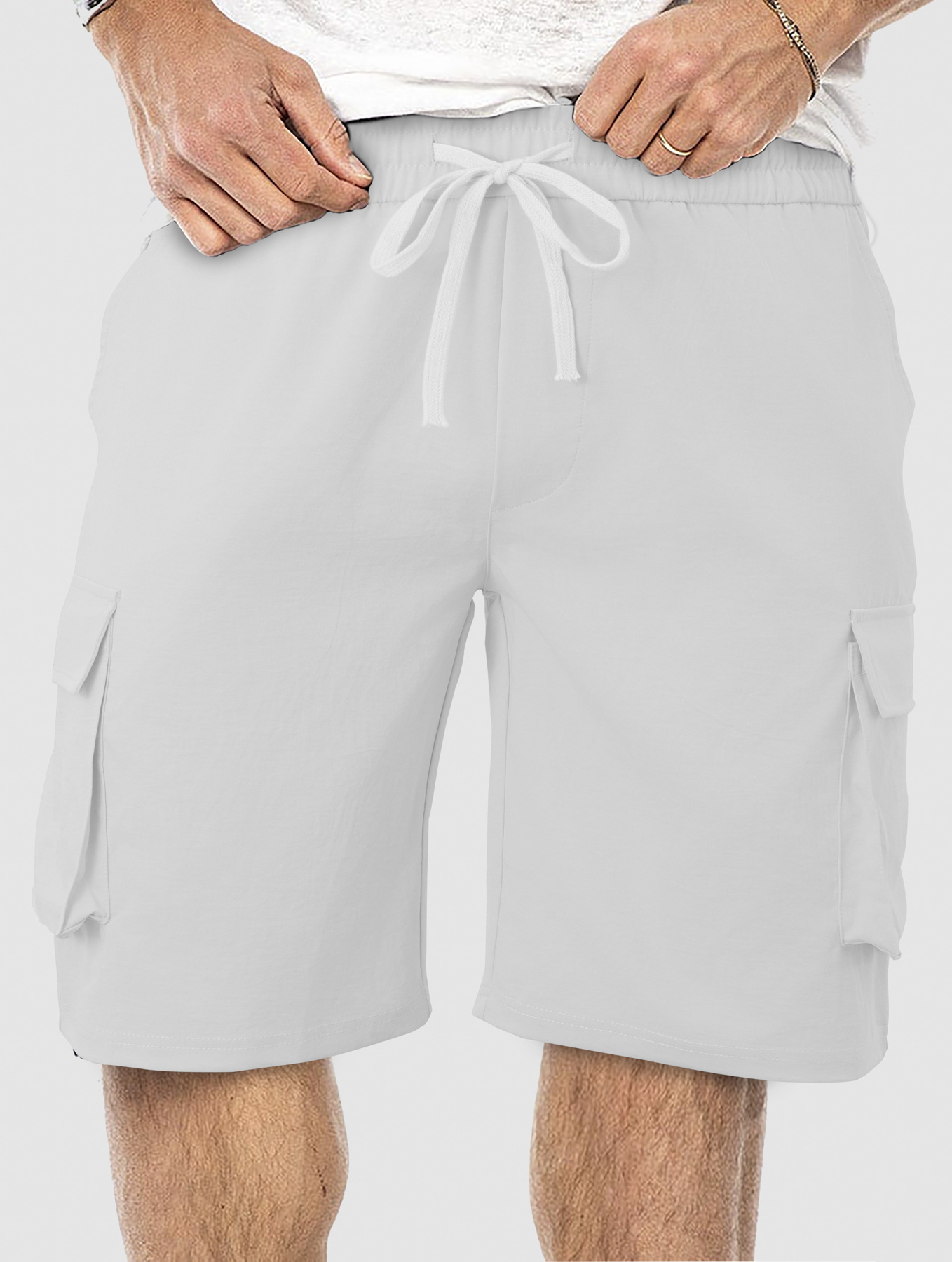Pantalones cortos de verano europeos y americanos transfronterizos para hombres, fáciles de piel y transpirables, herramientas sueltas, pantalones cortos de playa casuales de cinco puntos con múltiples bolsillos