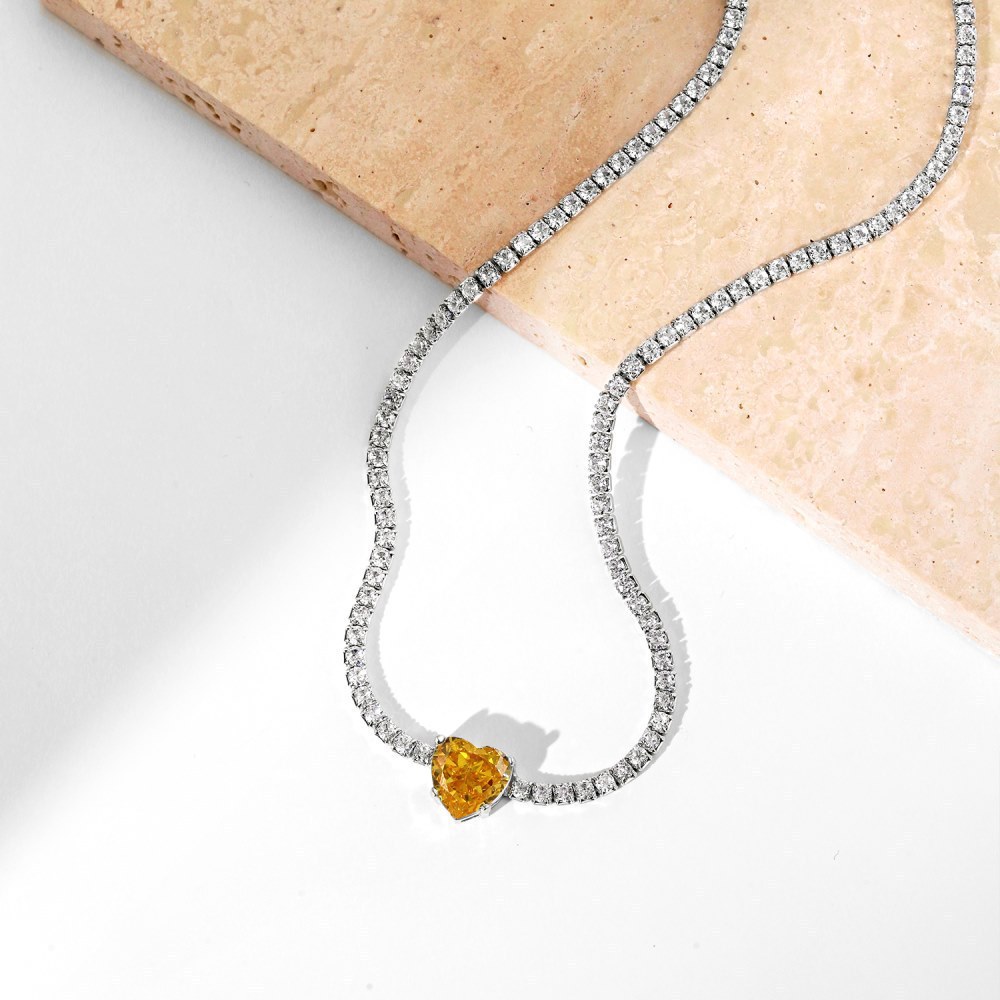 15g Weight Zircon, High Carbon Diamond Inlay Material Necklace Classification 925 sterling silver Chain Material 1 Piece Quantity Holiday, Tea Party Occasion 925 Sterling Silver Material Heart Shape, Rectangle Pattern Women's Gender Inlay Design Simple Style, Shiny Style 925 Sterling Silver Zircon High Carbon Diamond Inlay Heart Shape Rectangle Necklace 38