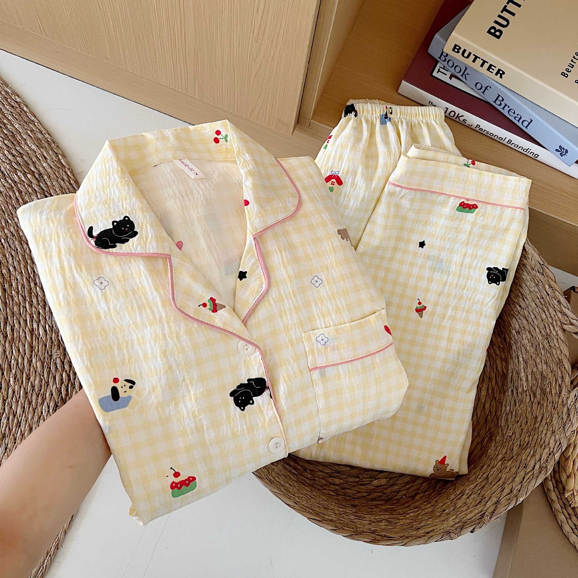 外国貿易クロスボーダー卸売クラウドコットン長袖ズボン 120 グラムパジャマ女性のための Xiaoxin 外で着用できるラペルカーディガンホーム服