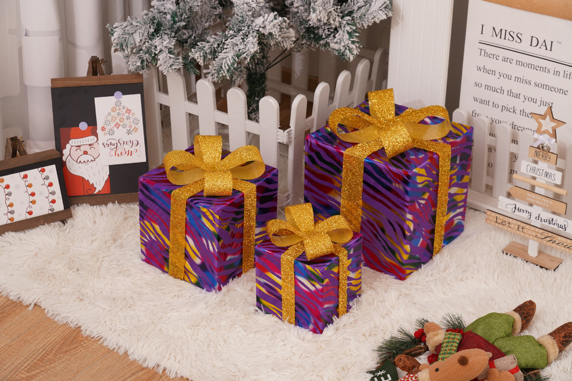 Luces navideñas nuevas de 2025, juego de tres piezas en caja de regalo navideña, productos navideños, accesorios de decoración para fiestas de cumpleaños, adornos.