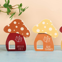 春天木质蘑菇摆件木质工艺品创意家居桌面装饰品摆件