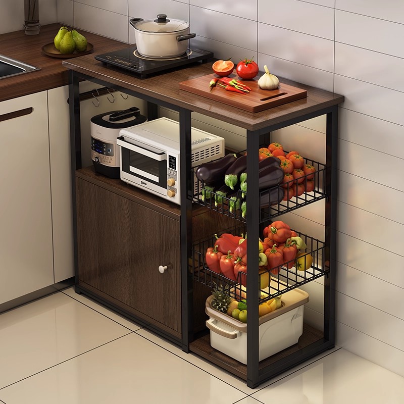 Nuevo estante multifuncional de cocina piso contra la pared integrado armario de almacenamiento doméstico multicapa estante de almacenamiento de microondas