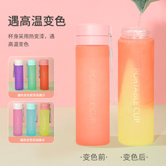 New thermal-sensitive color-changing plastic cups: Outdoor, high-capacity sports water bottles, office flower tea mugs, and heat-reactive water cups—wholesale available.