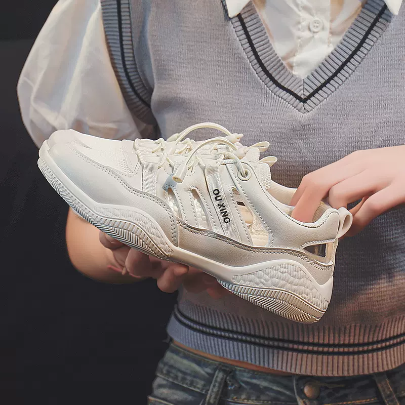 小白鞋女2024夏季韩版运动鞋女鞋学生休闲鞋洞洞鞋平底单鞋HY118