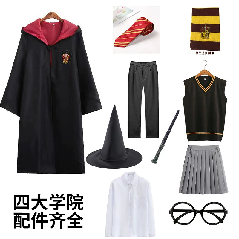 Детская мантия (Harry Potter) комплект для косплея школы — мантии факультетов, галстуки, шляпа, размеры 115–XXL