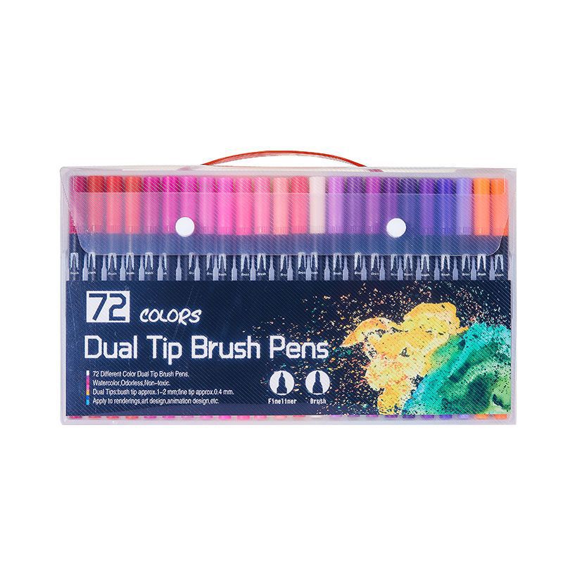 Amazon marcador de doble cabeza a base de agua pluma de acuarela de cabeza suave traje de pintura para niños Hook Pen suministros de arte DIY