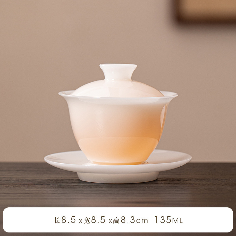 冰种璞玉瓷悬停盖碗茶杯白瓷三才茶碗套装家用茶具大号不烫手单个|undefined