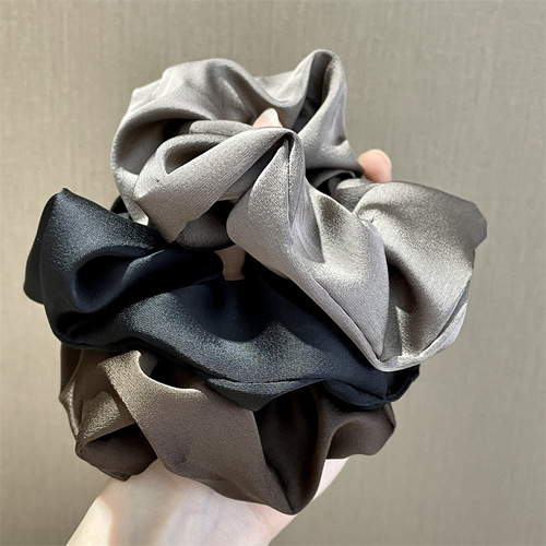 Silky Texture Acetic Acid Colon Hair Tie High-End Elegance Elegant Round Bun High Ponytail Hair Ribbon Headband with Skin Strap for Women