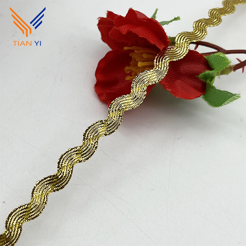 3-5mm de oro y plata onda borde curvo en forma de S cortina de la cinta de encaje ropa de los niños accesorios de la boda accesorios de vestir DIY