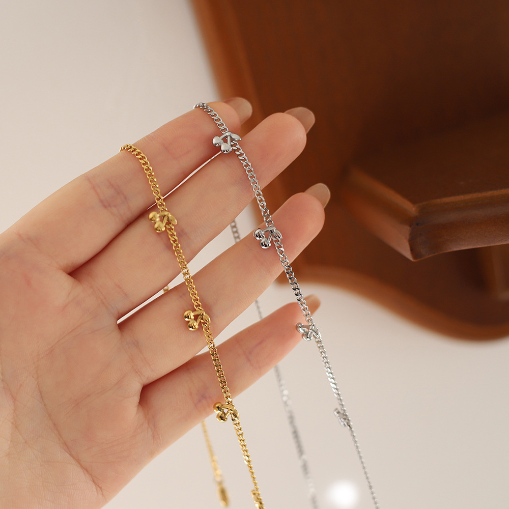 Fruit Cherry Stainless Steel Pendant Necklace
