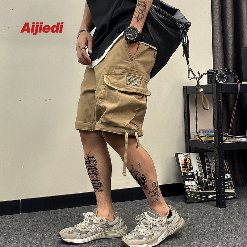 American-Style Loose Men's Mid-Length Pants Trendy Brand Multi-Pocket Straight Heavy Five-Point Pants Thin Summer High Street Cargo Shorts Men