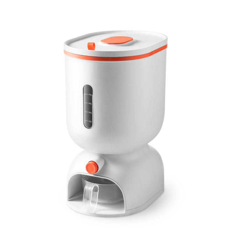 Cubo de arroz de medición de tipo push caja de arroz de cocina Cubo de almacenamiento de grano sellado caja de almacenamiento de arroz doméstica Cubo de arroz de plástico a prueba de insectos a prueba de humedad