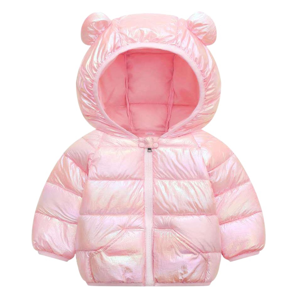 Bebé fuera de temporada otoño e invierno colorido abajo Abrigo acolchado de algodón para niños y niñas lindo orejas Abrigo acolchado de algodón ropa para niños