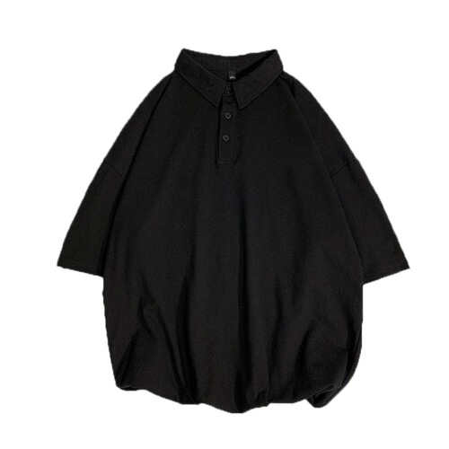 Men's Fashion Brand Polo Shirt, Lapel Short-Sleeved T-Shirt, Loose Casual Plus-Size, Japanese Style All-Match Half-Sleeved Summer Couple Outfit