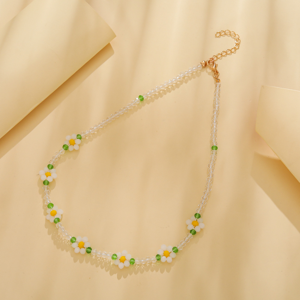 Fashion Flower Alloy Beaded Necklace
