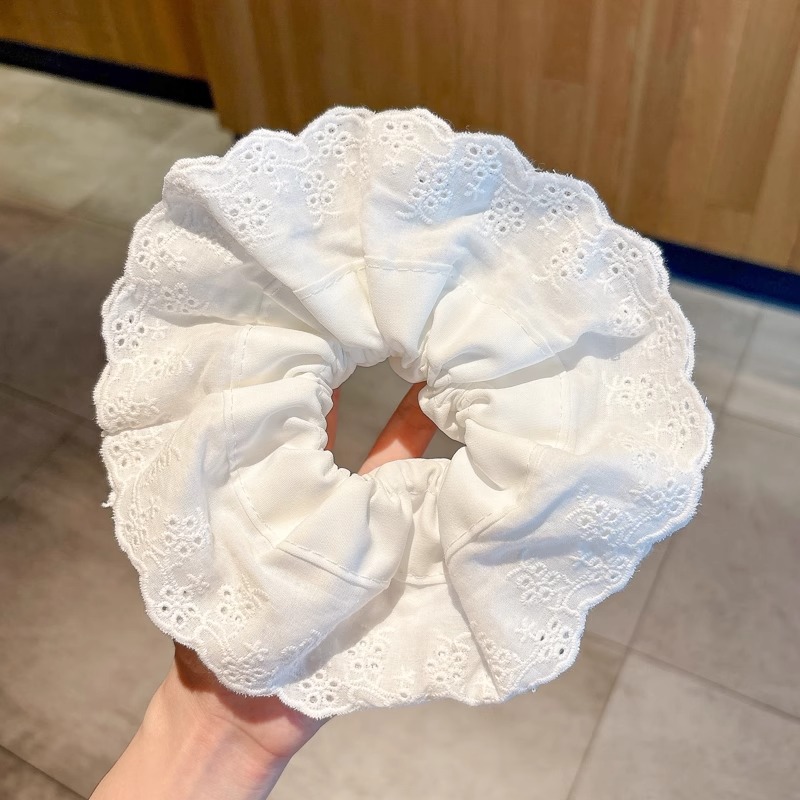 Anillo de cabello de intestino grande colección de anillo de cabello simple y fresco super inmortal flor triturada encaje adornos para el cabello popular cuerda de cabello al por mayor