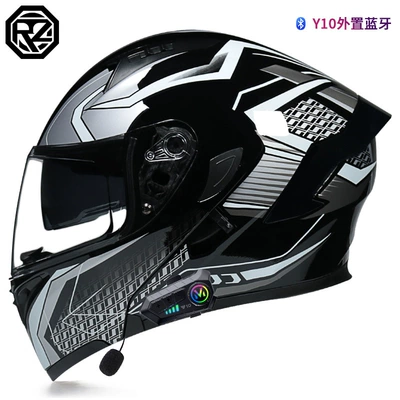 motorcycle helmet personality Bluetooth full, Motosiklet kaskı (dəbilqə) - white-equator-with-transparent-y10-bluetooth-m