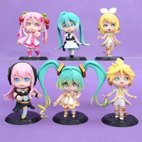 6 Hatsune Virtual Singer Animation Series Figure Models, cake decoration gacha doll machine ornaments wholesale